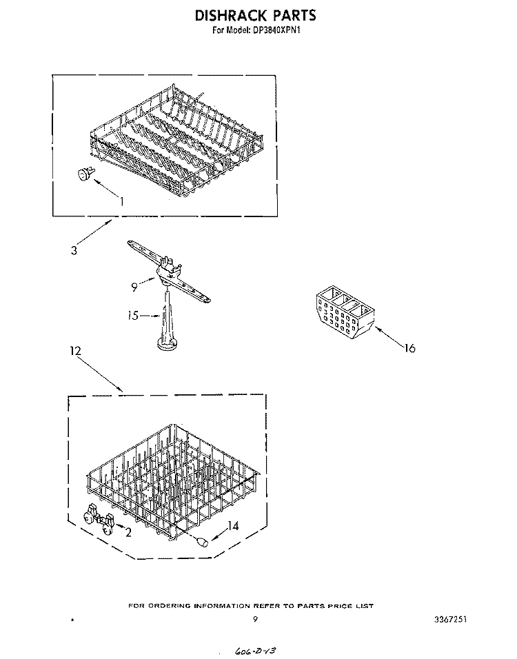 SECTION Diagram and Parts List for DP3840XPN1  Whirlpool Dishwasher