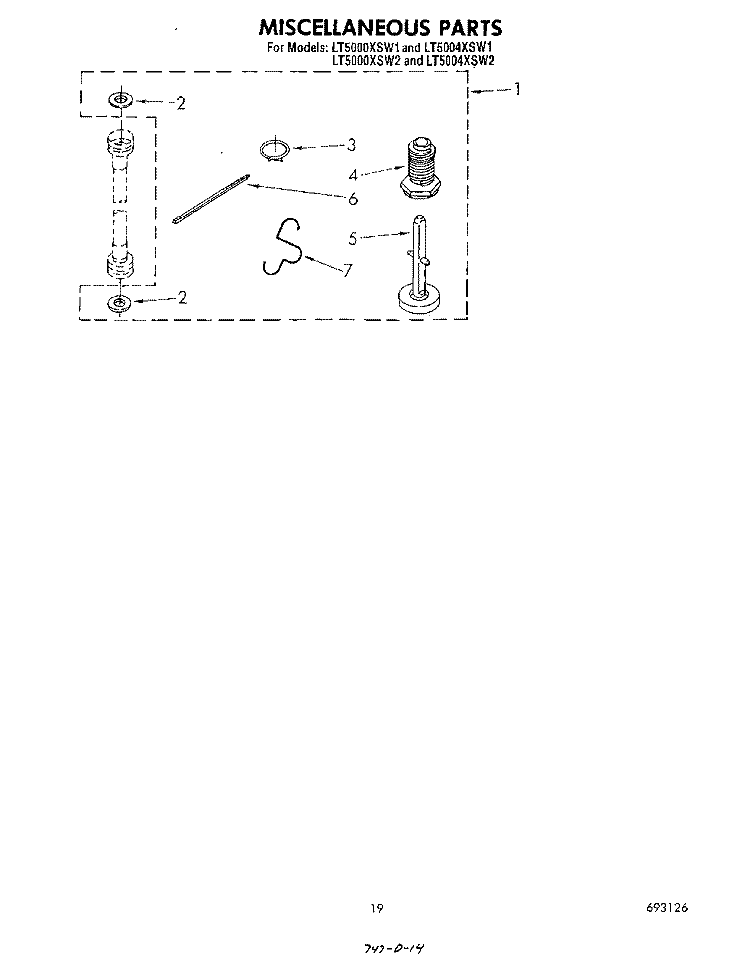 MISCELLANEOUS , LITERATURE AND OPTIONAL Diagram and Parts List for LT5000XSW1  Whirlpool Washer Dryer Combo