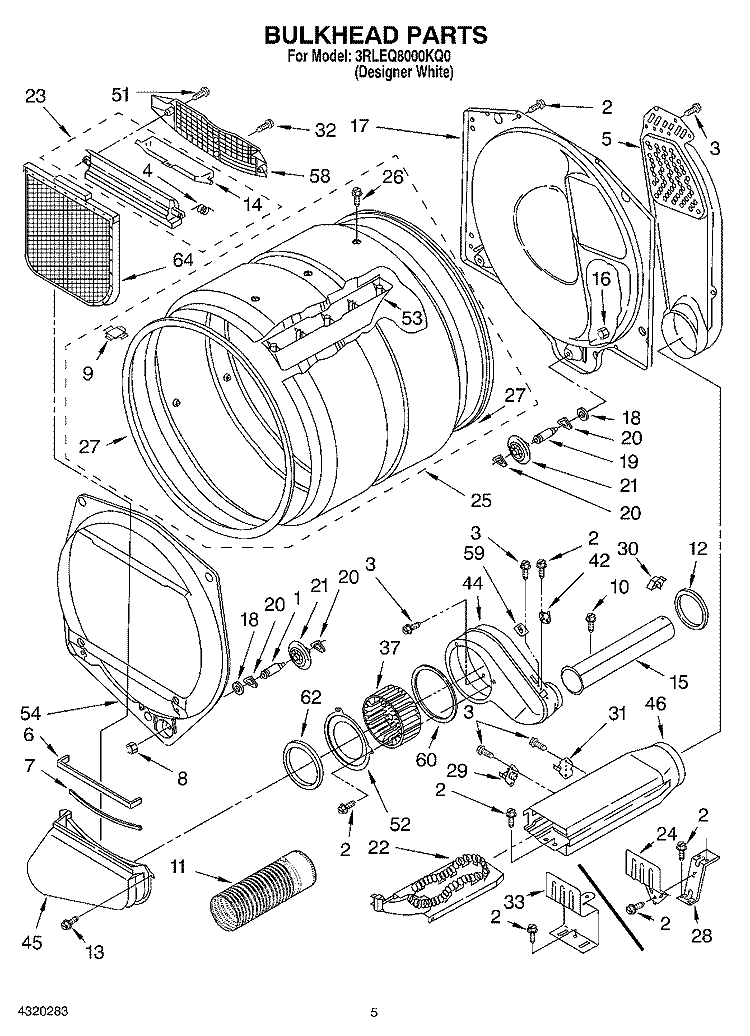 SECTION Diagram and Parts List for 3RLEQ8000KQ0  Whirlpool Dryer