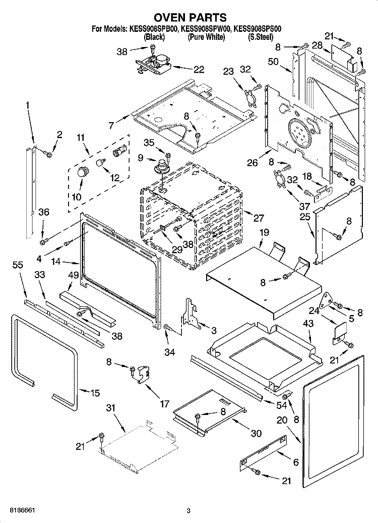 OVEN PARTS Diagram and Parts List for KESS908SPW00  KitchenAid Range