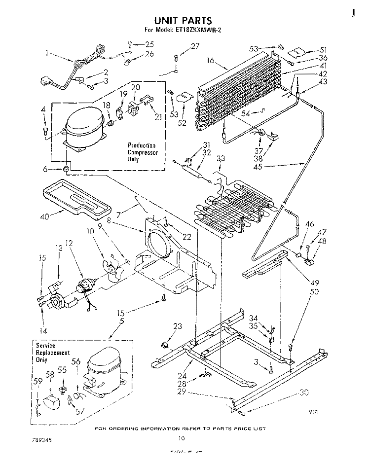 UNIT , NOT ILLUSTRATED AND OPTIONAL Diagram and Parts List for ET18ZKXMWR2  Whirlpool Refrigerator