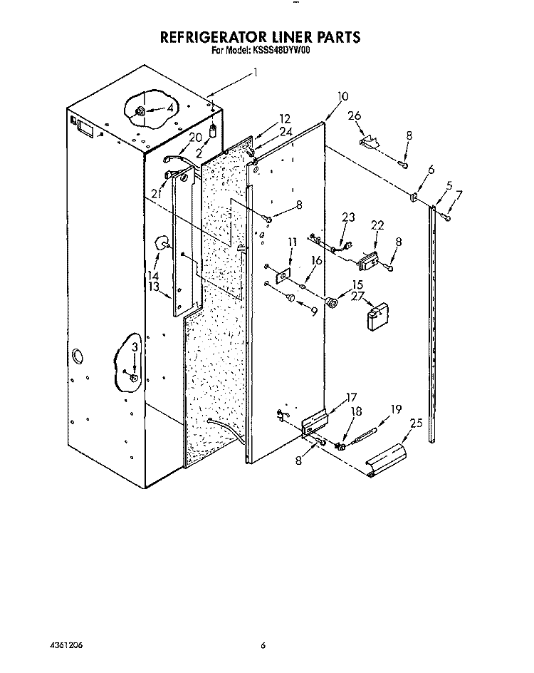REFRIGERATOR LINER Diagram and Parts List for KSSS48DYW00  KitchenAid Refrigerator