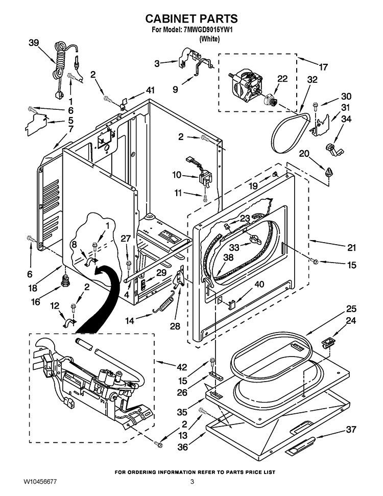 CABINET PARTS Diagram and Parts List for 7MWGD9015YW1  Whirlpool Dryer