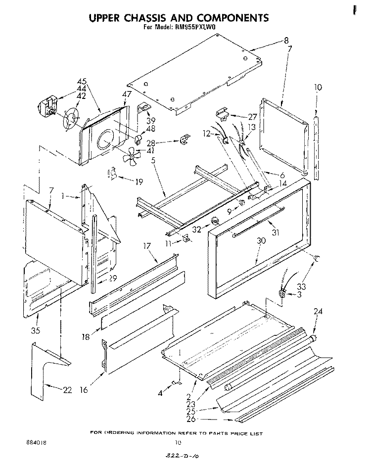 UPPER CHASSIS AND COMPONENTS Diagram and Parts List for RM955PXLW0  Whirlpool Microwave Oven Combo