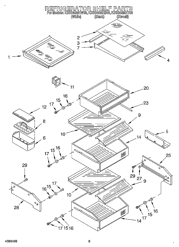 REFRIGERATOR SHELF Diagram and Parts List for KSSS48MHT00  KitchenAid Refrigerator