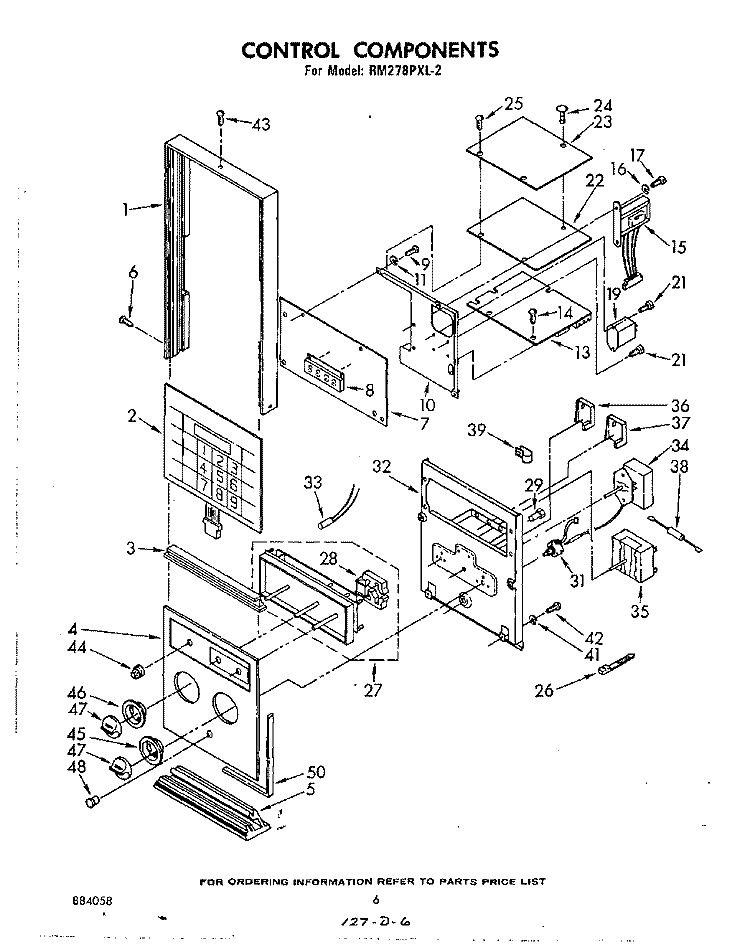 CONTROL COMPONENTS Diagram and Parts List for RM278PXL2  Whirlpool Microwave Oven Combo