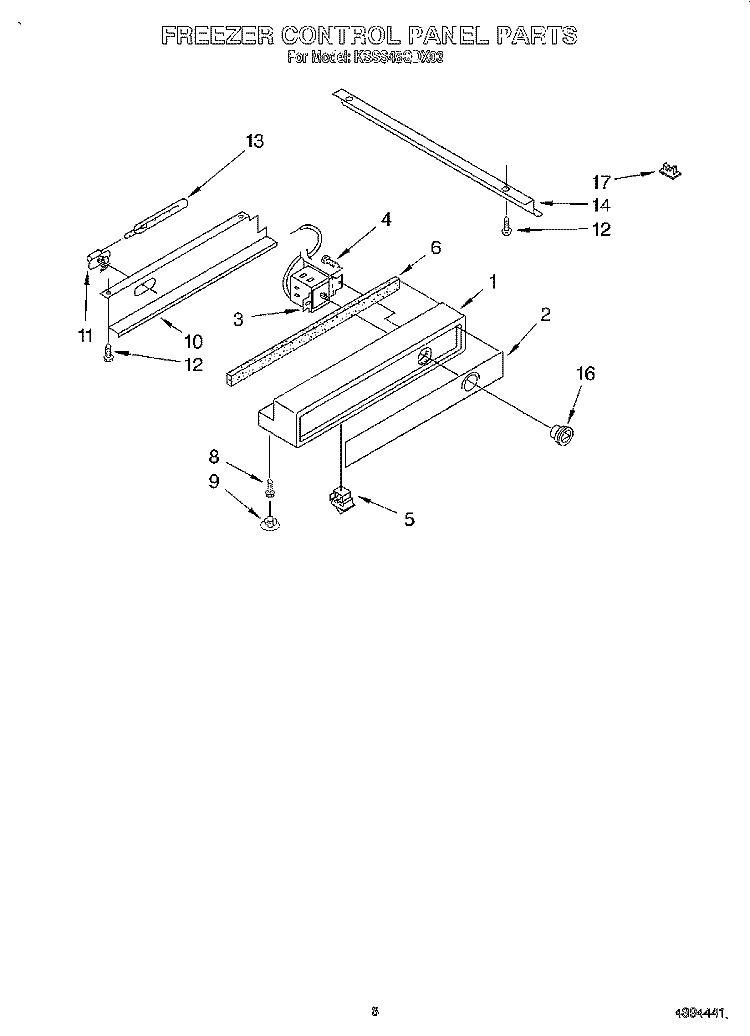 FREEZER CONTROL PANEL Diagram and Parts List for KSSS48QDX03  KitchenAid Refrigerator
