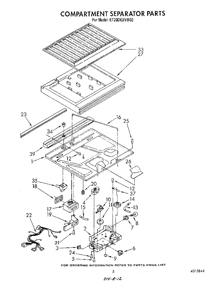 COMPARTMENT SEPARATOR Diagram and Parts List for ET20DKXVW02  Whirlpool Refrigerator