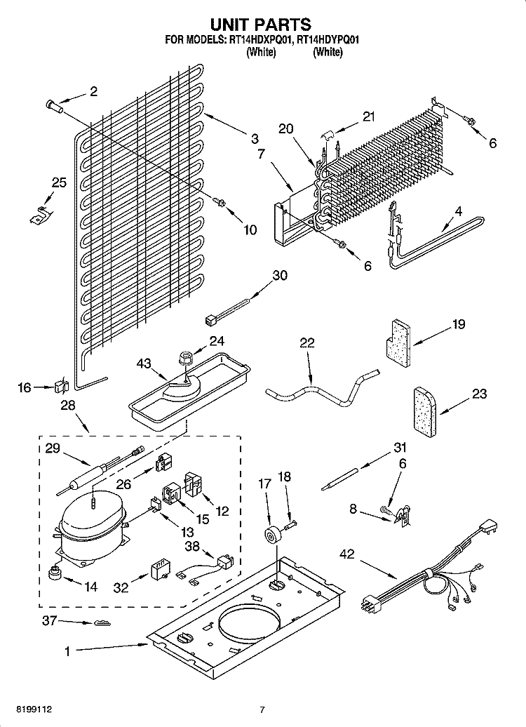 UNIT PARTS Diagram and Parts List for RT14HDXPQ01  Roper Refrigerator