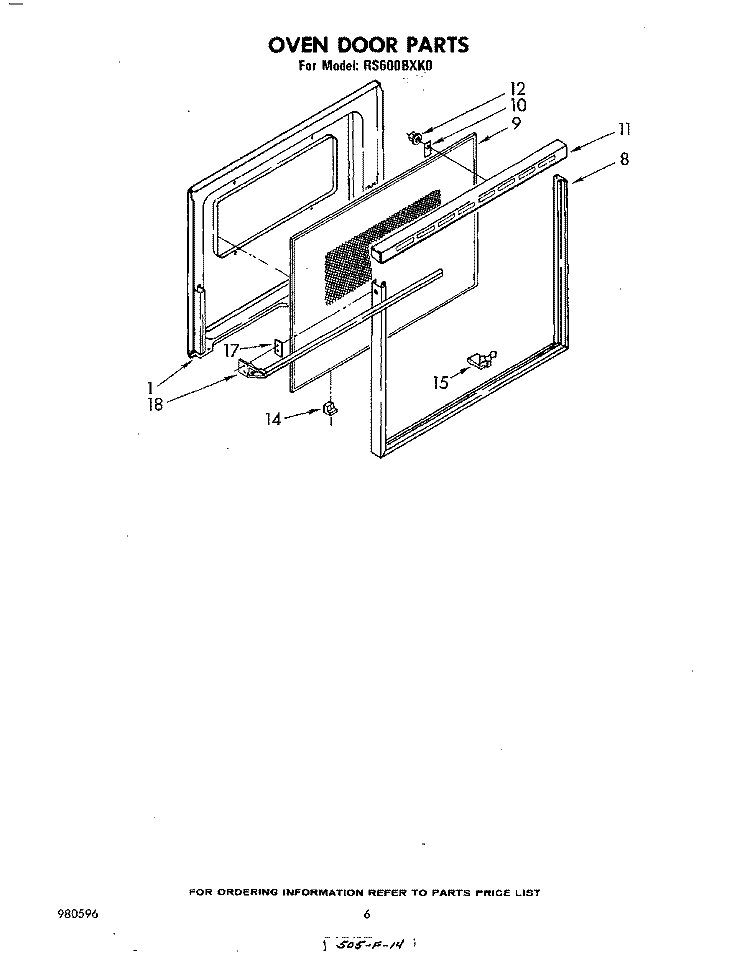 SECTION Diagram and Parts List for RS600BXK0  Whirlpool Range