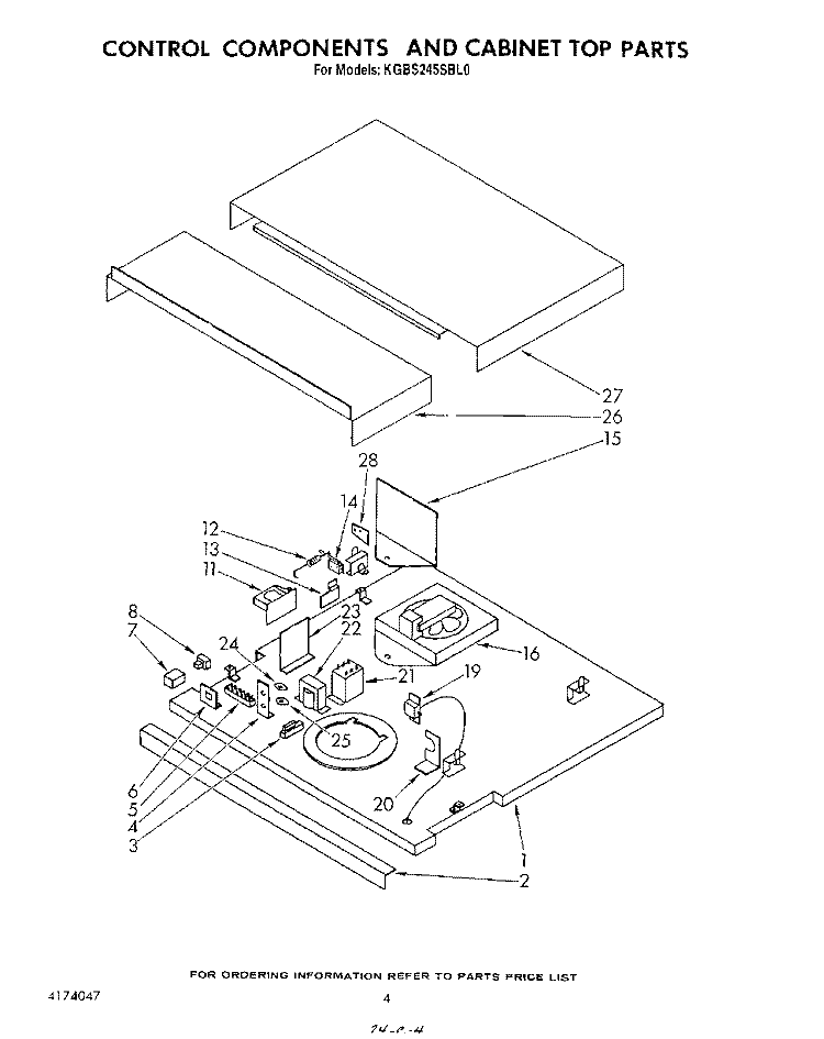 CONTROL COMPONENTS AND CABINET TOP Diagram and Parts List for KGBS245SBL0  KitchenAid Wall Oven