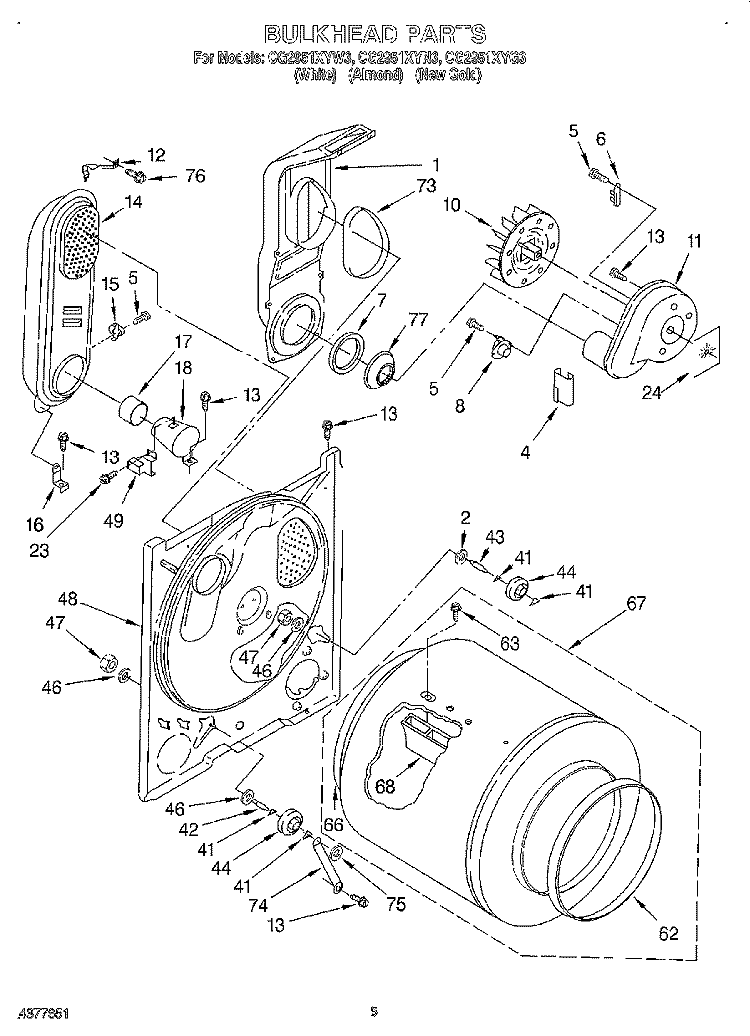 BULKHEAD, LIT/OPTIONAL Diagram and Parts List for CG2951XYG3  Whirlpool Dryer