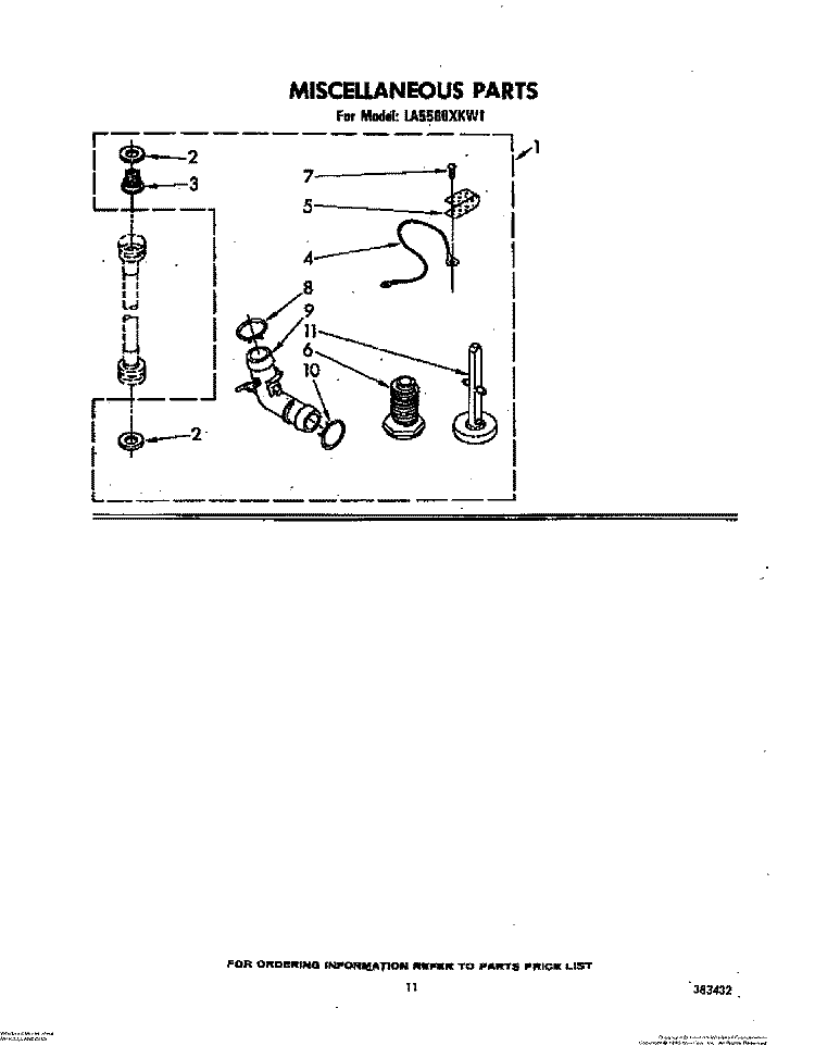 MISCELLANEOUS, LIT/OPTIONAL Diagram and Parts List for LA5580XKW1  Whirlpool Washer
