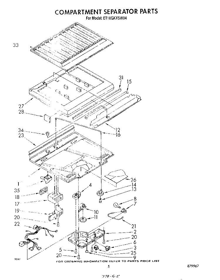 COMPARTMENT SEPARATOR Diagram and Parts List for ET18GKXSW04  Whirlpool Refrigerator