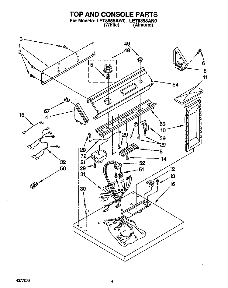 SECTION Diagram and Parts List for LET8858AN0  Whirlpool Dryer