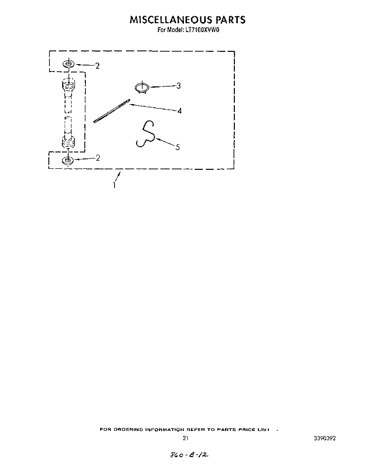 MISCELLANEOUS , LIT/OPTIONAL Diagram and Parts List for LT7100XVN0  Whirlpool Washer Dryer Combo