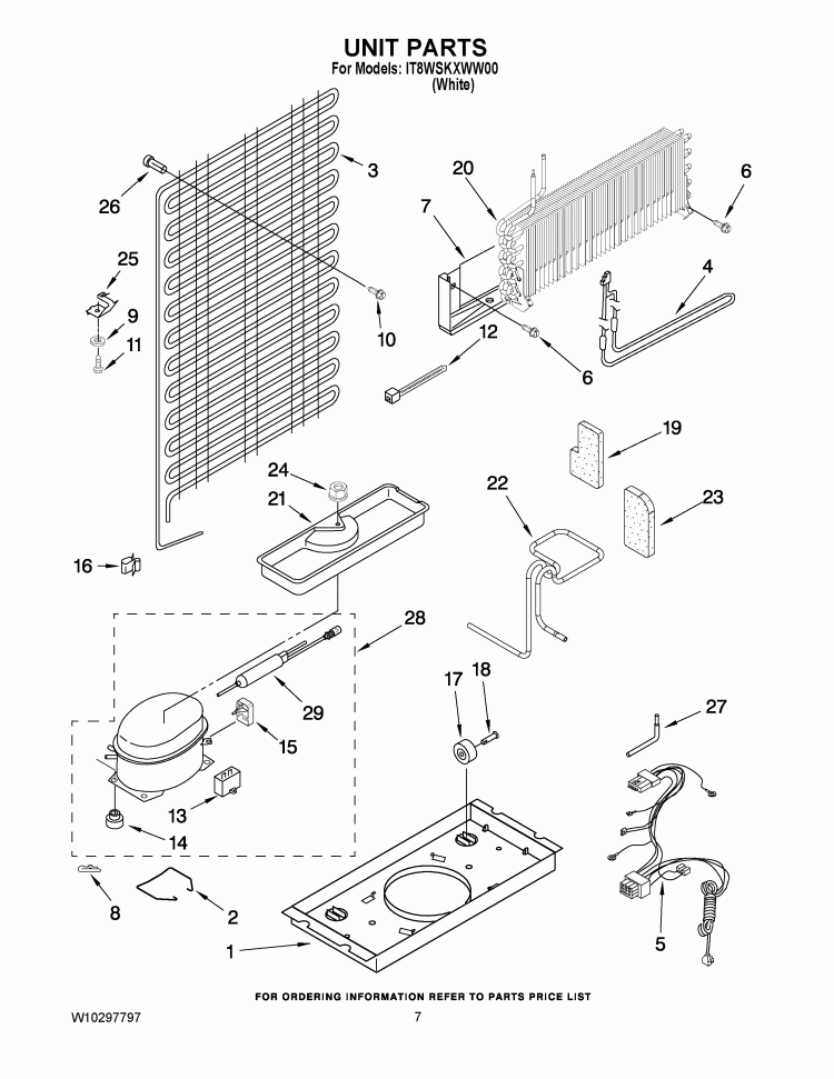 UNIT PARTS Diagram and Parts List for IT8WSKXWW00  Whirlpool Refrigerator