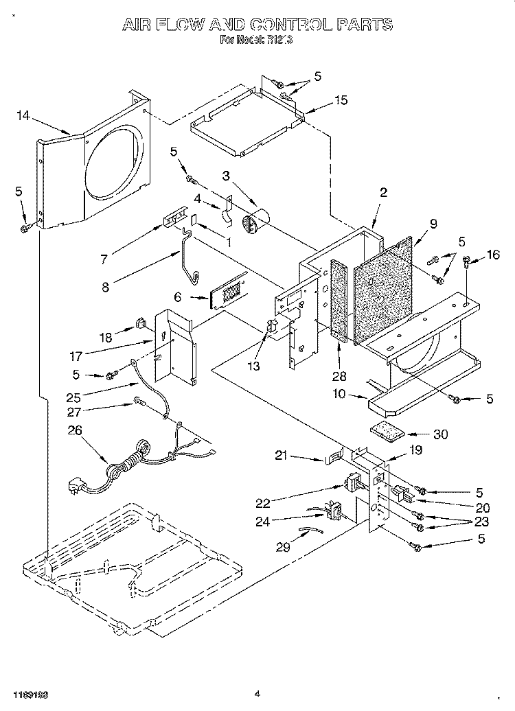 AIRFLOW & CONTROL Diagram and Parts List for R1213  Whirlpool Air Conditioner
