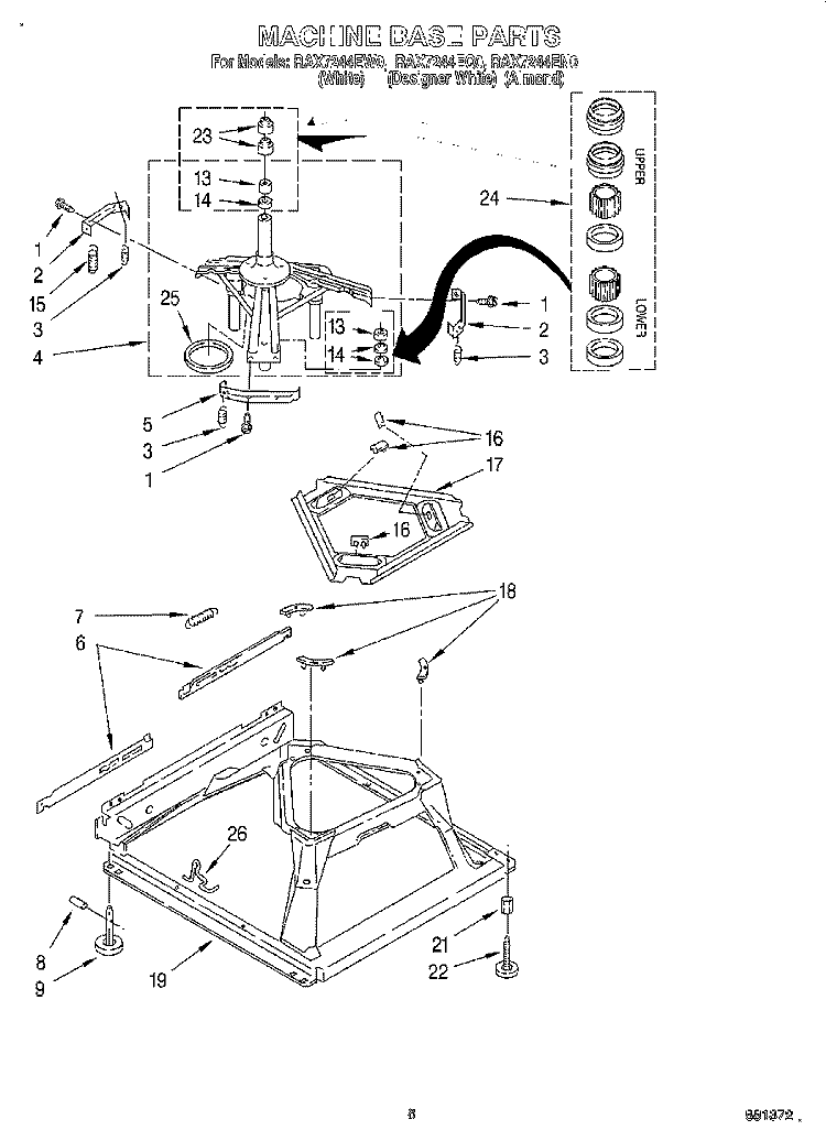 MACHINE BASE Diagram and Parts List for RAX7244EN0  Roper Washer
