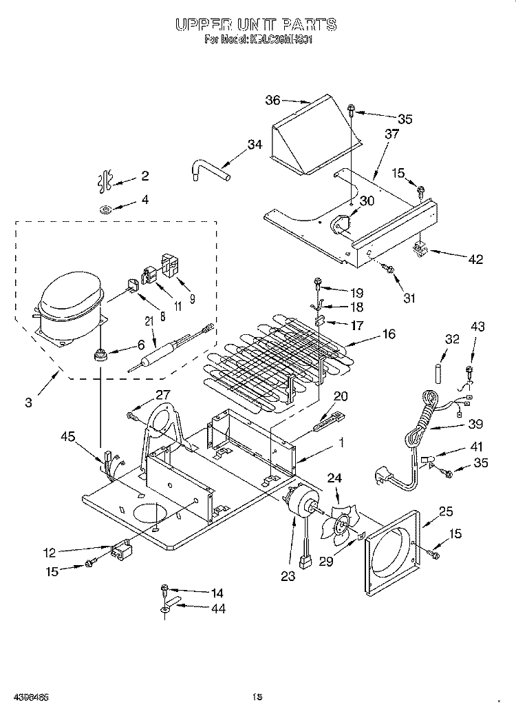 UPPER UNIT Diagram and Parts List for KBLC36MHS01  KitchenAid Refrigerator