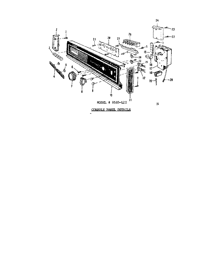 MOTOR, HEATER, SPRAY ARM Diagram and Parts List for 8565L10  Roper Dishwasher
