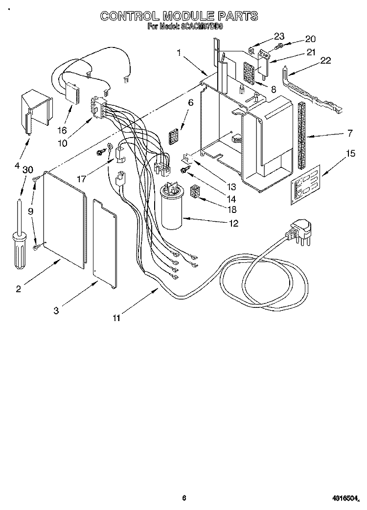 CONTROL MODULE Diagram and Parts List for 8CACM07DD0  Whirlpool Air Conditioner