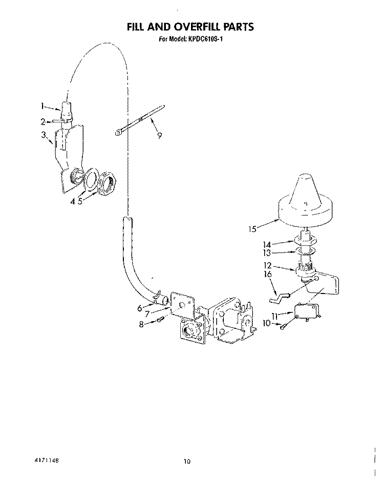 FILL AND OVERFILL Diagram and Parts List for KPDC610S1  KitchenAid Dishwasher