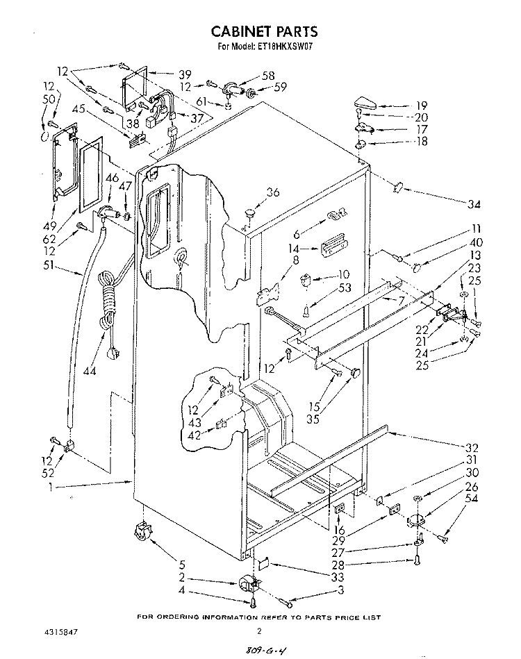 CABINET Diagram and Parts List for ET18HKXSW07  Whirlpool Refrigerator