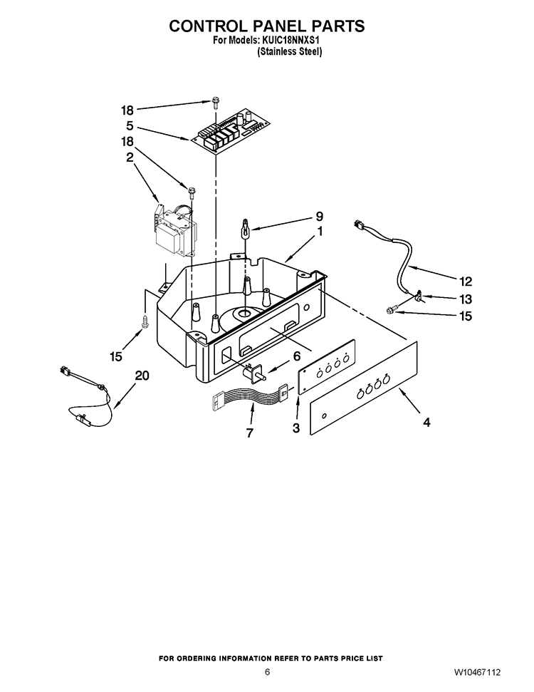 CONTROL PANEL PARTS Diagram and Parts List for KUIC18NNXS1  KitchenAid Ice Maker
