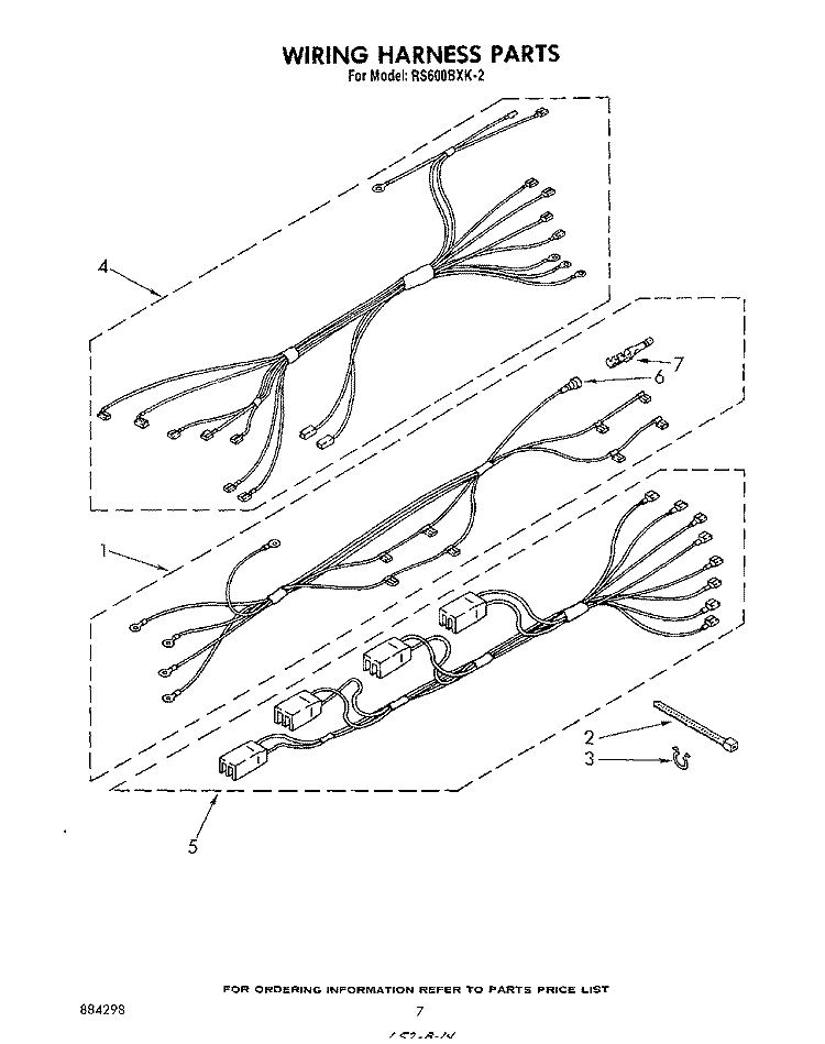 WIRING HARNESS Diagram and Parts List for RS600BXK2  Whirlpool Range