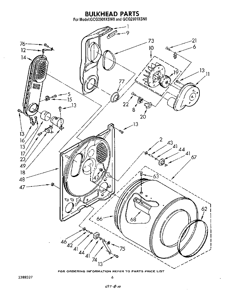 BULKHEAD , LITERATURE AND OPTIONAL Diagram and Parts List for GCG2901XSN0  Whirlpool Dryer