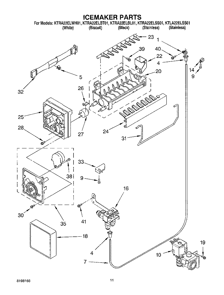 ICE MAKER Diagram and Parts List for KTRA22ELSS01  KitchenAid Refrigerator
