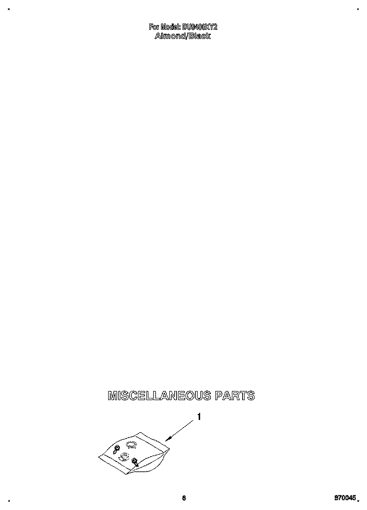 MISCELLANEOUS Diagram and Parts List for DU9400XY2  Whirlpool Dishwasher