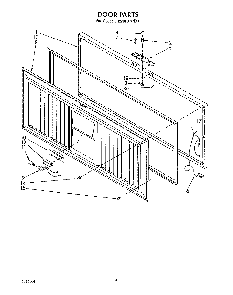 SECTION Diagram and Parts List for EH220FXWN00  Whirlpool Freezer