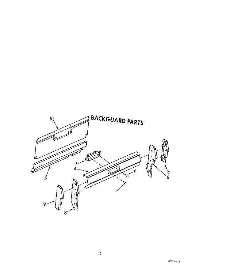 BACKGUARD Diagram and Parts List for FGP345VW2  Roper Range
