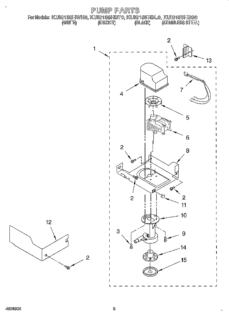 PUMP Diagram and Parts List for KUIS155HBT0  KitchenAid Ice Maker