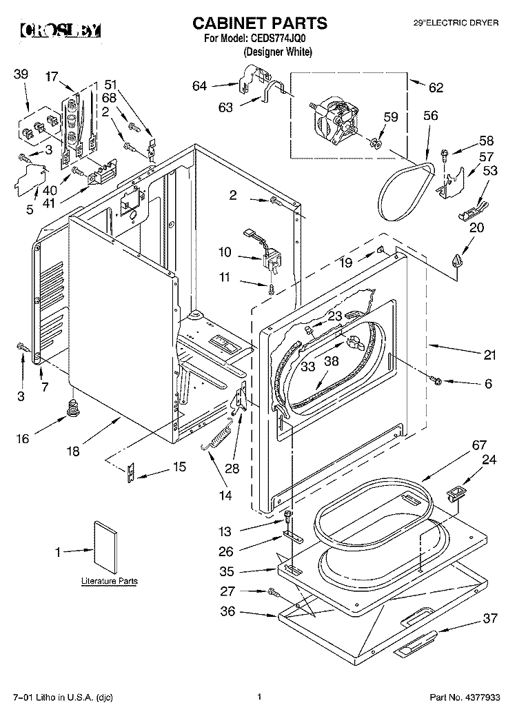 SECTION Diagram and Parts List for CEDS774JQ0  Crosley Dryer