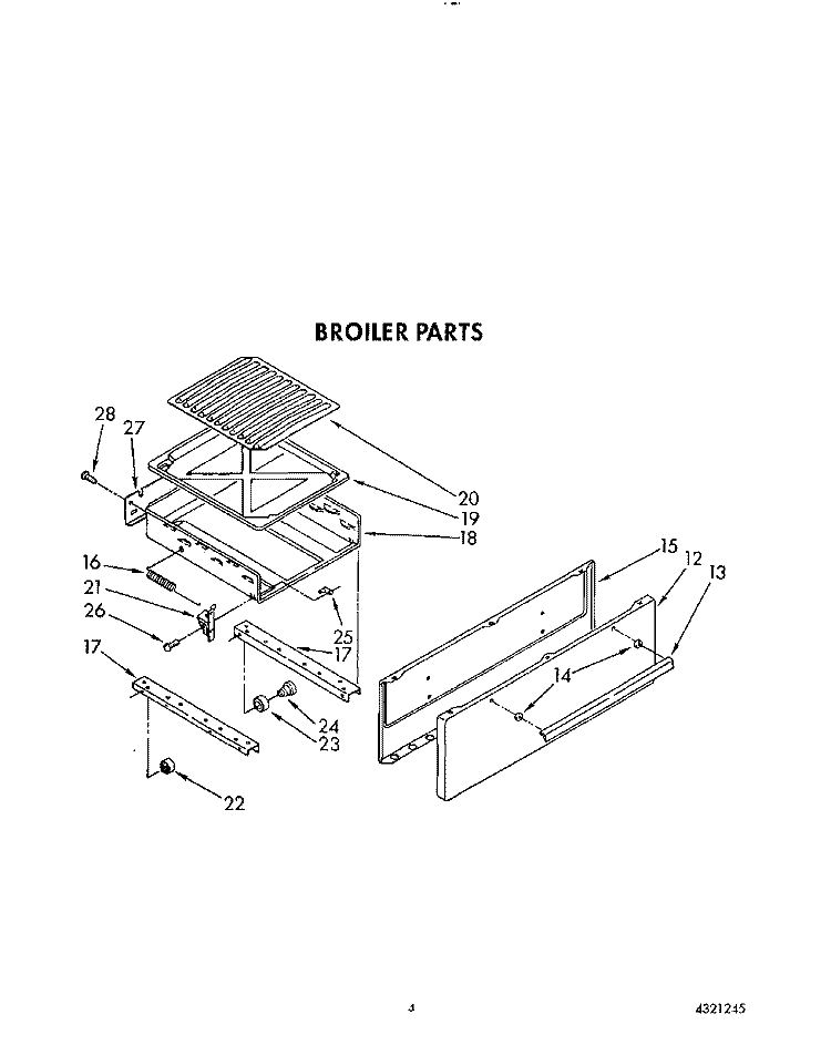 BROILER Diagram and Parts List for FGP345VW1  Roper Range