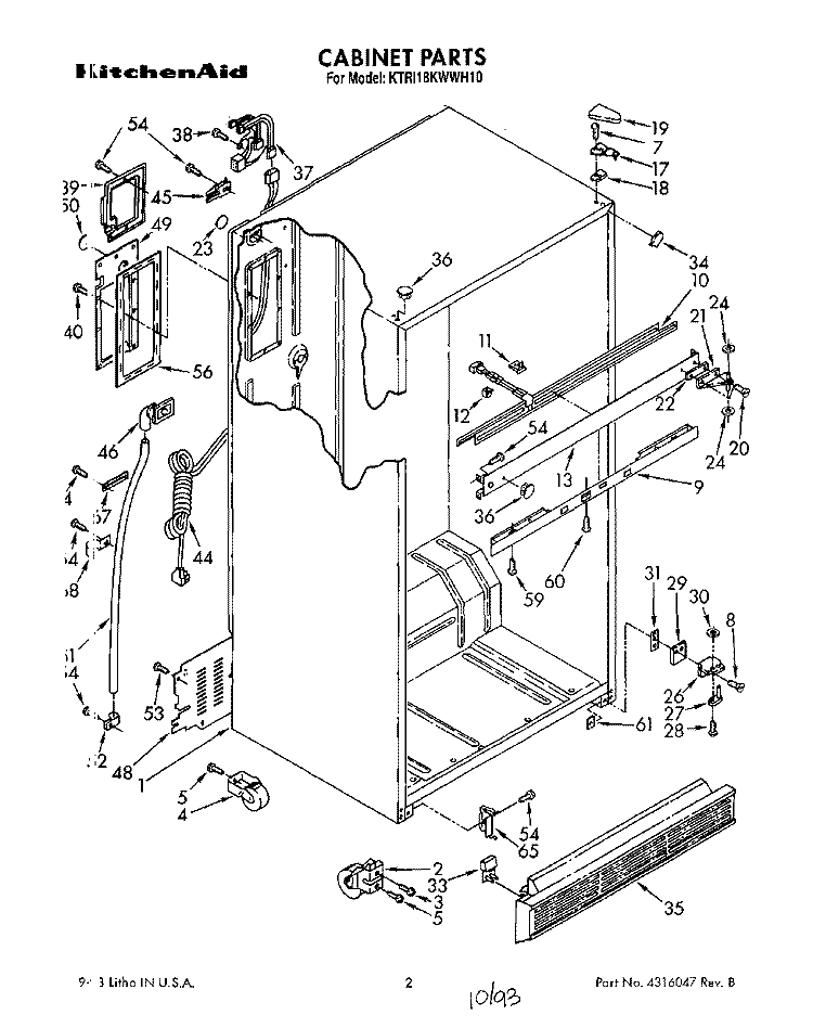CABINET Diagram and Parts List for KTRI18KWWH10  Whirlpool Refrigerator