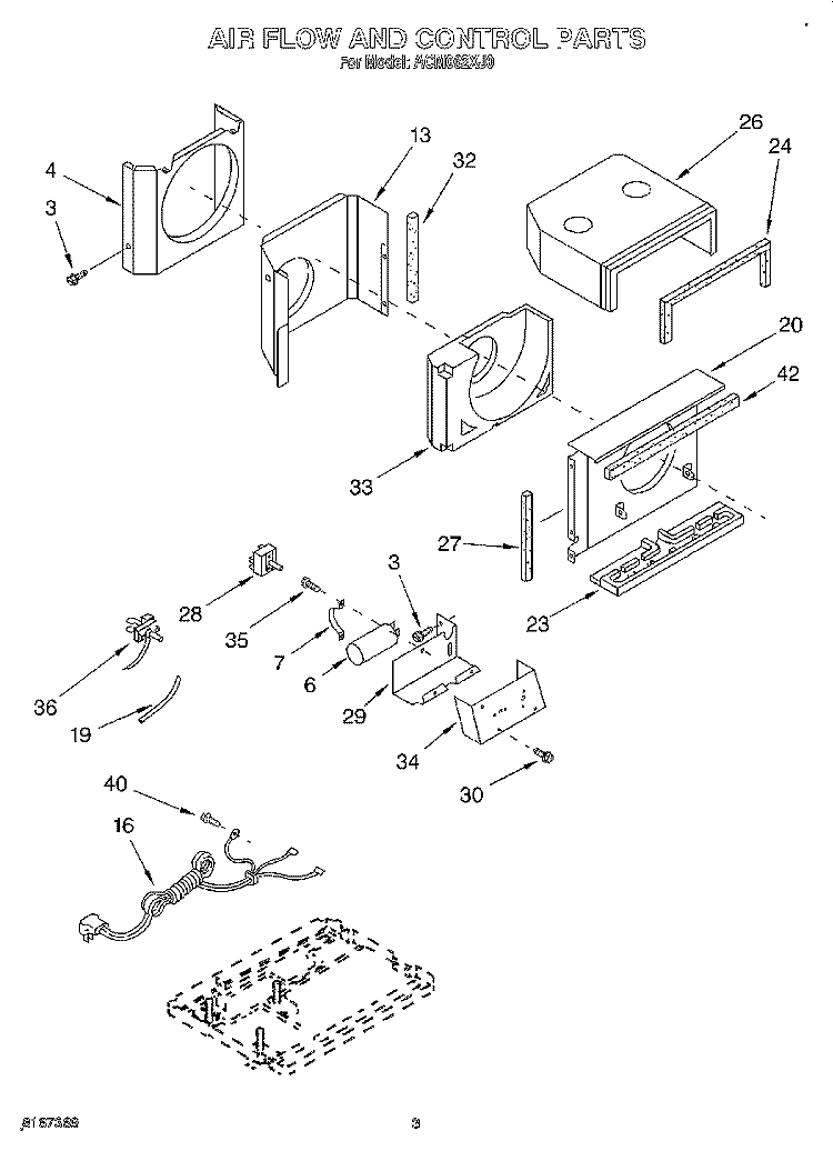 AIR FLOW AND CONTROL Diagram and Parts List for ACM062XJ0  Whirlpool Air Conditioner