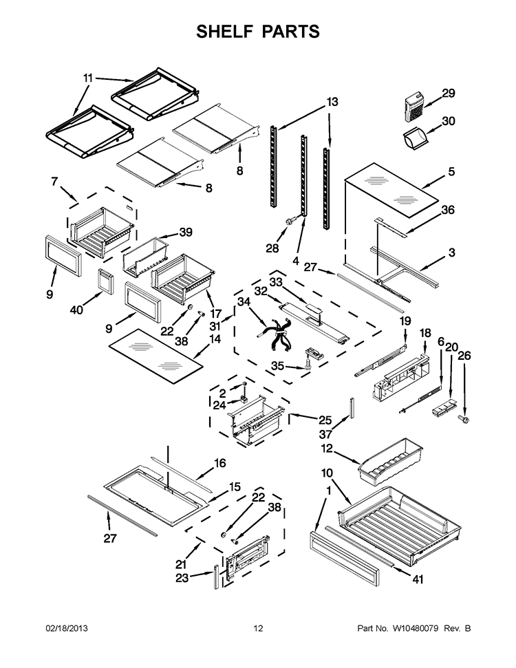 SHELF PARTS Diagram and Parts List for WRF990SLAB00  Whirlpool Refrigerator