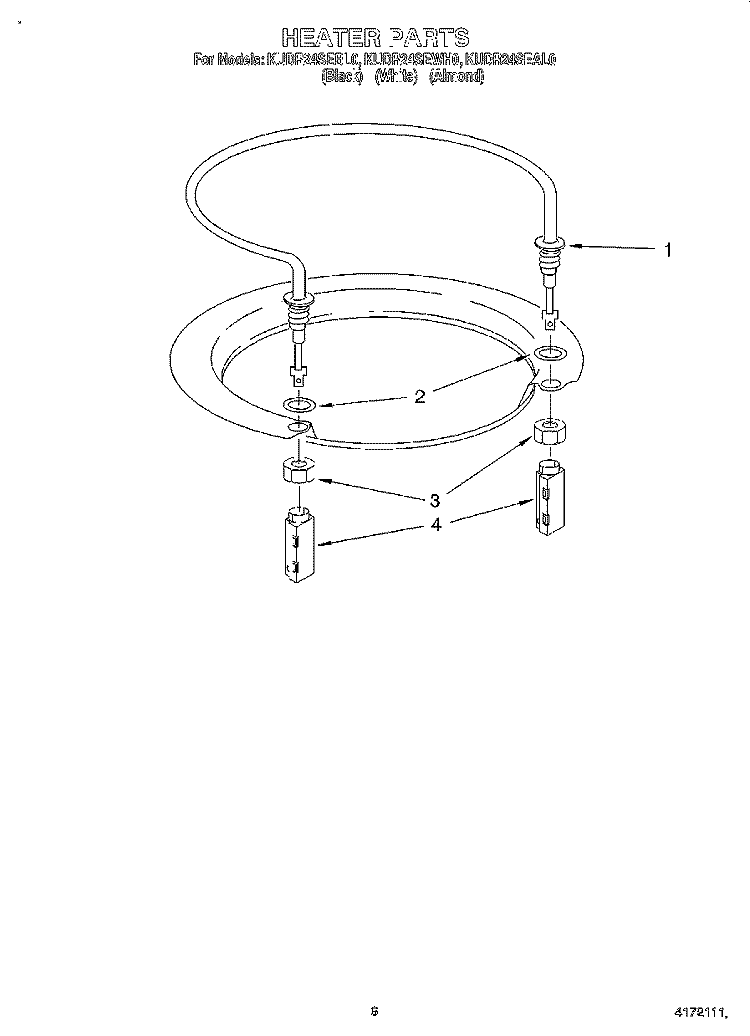 HEATER Diagram and Parts List for KUDR24SEBL0  KitchenAid Dishwasher