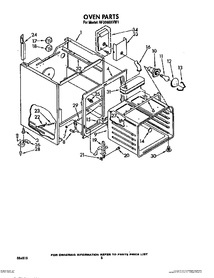 OVEN (CONTINUED) Diagram and Parts List for RF366BXVN1  Whirlpool Range