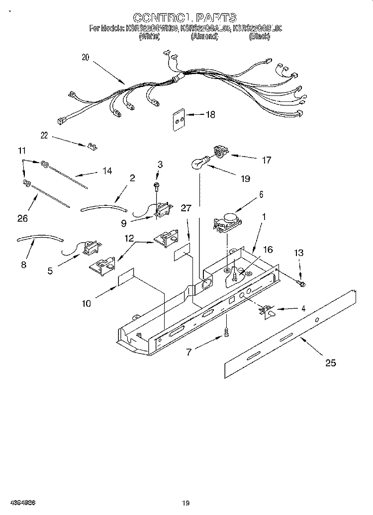CONTROL, LIT/OPTIONAL Diagram and Parts List for KSRS22QGBL00  KitchenAid Refrigerator