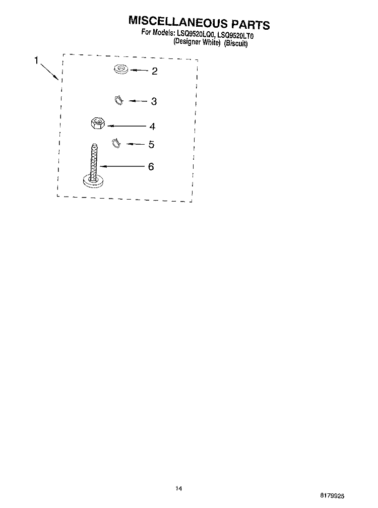 MISCELLANEOUS, OPTIONAL Diagram and Parts List for LSQ9520LQ0  Whirlpool Washer