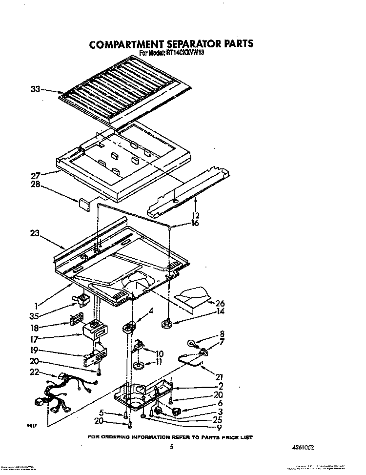 COMPARTMENT SEPARATOR Diagram and Parts List for RT14CKXVW13  Roper Refrigerator