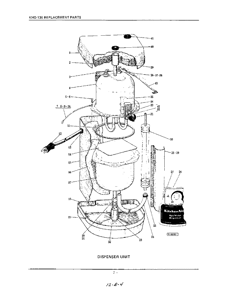 SECTION Diagram and Parts List for KHD130  KitchenAid Miscellaneous