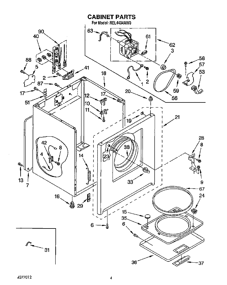 SECTION Diagram and Parts List for REL4434AL0  Roper Dryer