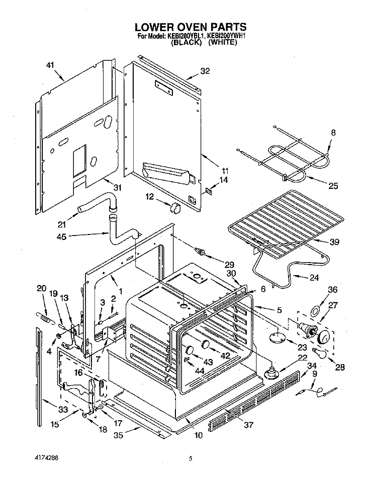 LOWER OVEN Diagram and Parts List for KEBI200YBL1  KitchenAid Wall Oven