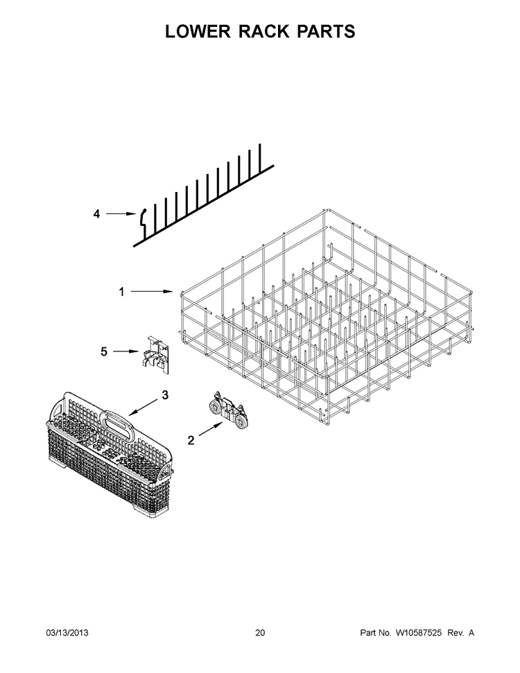 LOWER RACK PARTS Diagram and Parts List for IUD8500BX0  Whirlpool Dishwasher